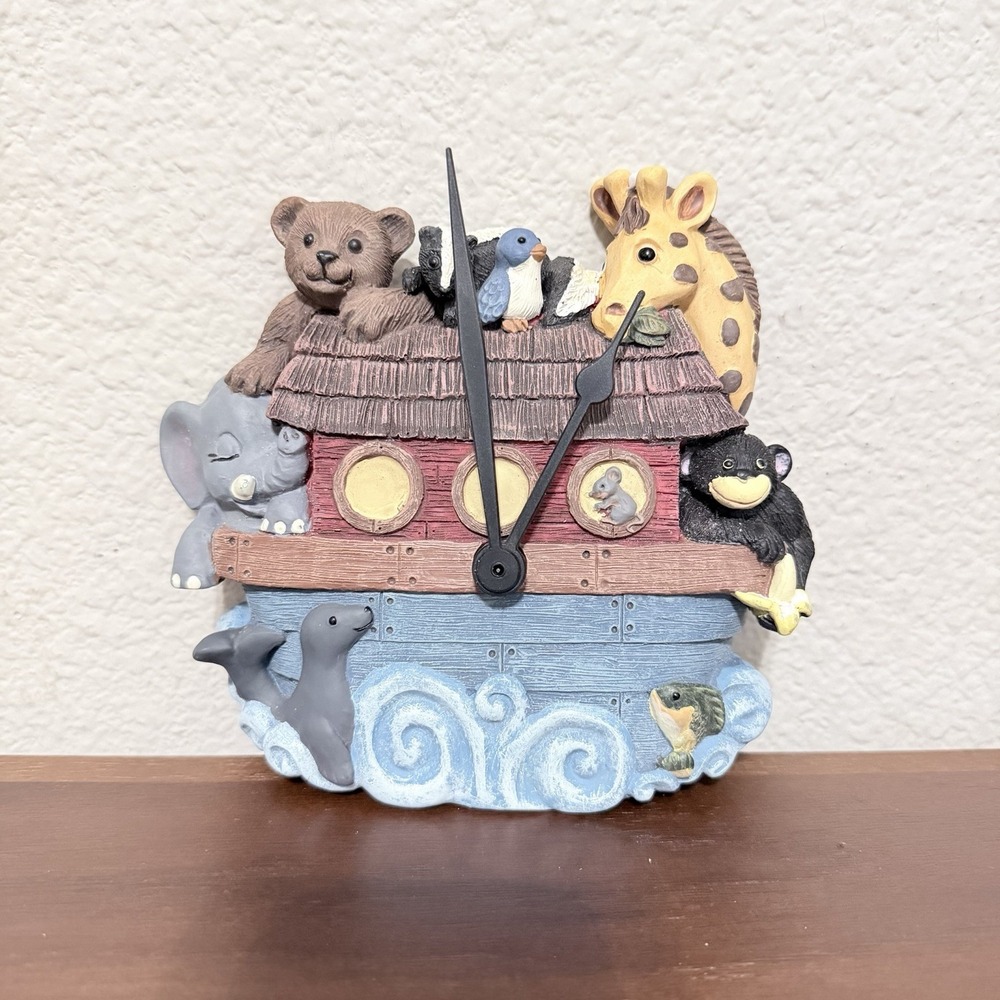 Vintage 90s Noah's Ark Nursery Wall Analog FIGI Pendulum Clock Broken Piece Rare